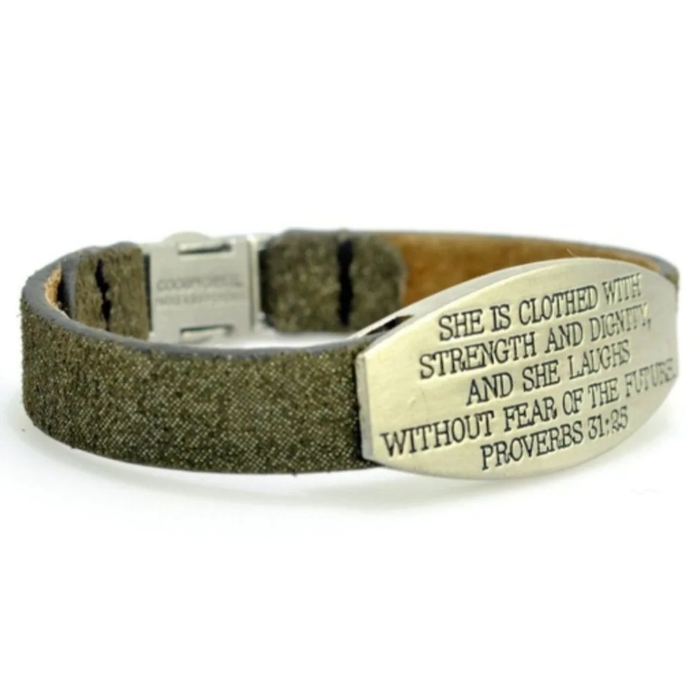 Faith-Inspired Leather Bracelet  Proverbs 31:25  Strength & Dignity  Gift-Ready